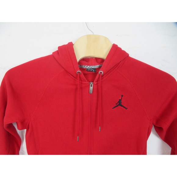 Nike Jordan Hoodie Mens Small Red Full Zip Jumpman Logo Sweatshirt Athletic - Picture 2 of 8